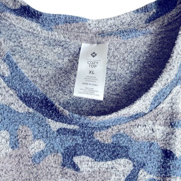 Members Mark Blue Camo Cozy Long Sleeve Top Size XL 1 0398 - Picture 2 of 4